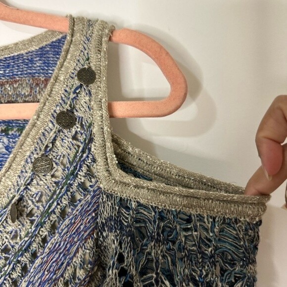 Cecilia Prado Crochet Lace Cold Shoulder V Neck Metallic Maxi dress - Picture 9 of 11